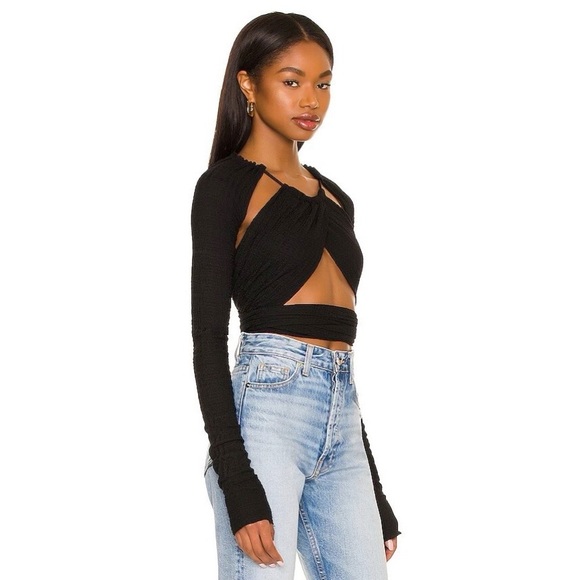 Danielle Guizio Wrap Long Sleeve Halter Top - Medium - Picture 3 of 7